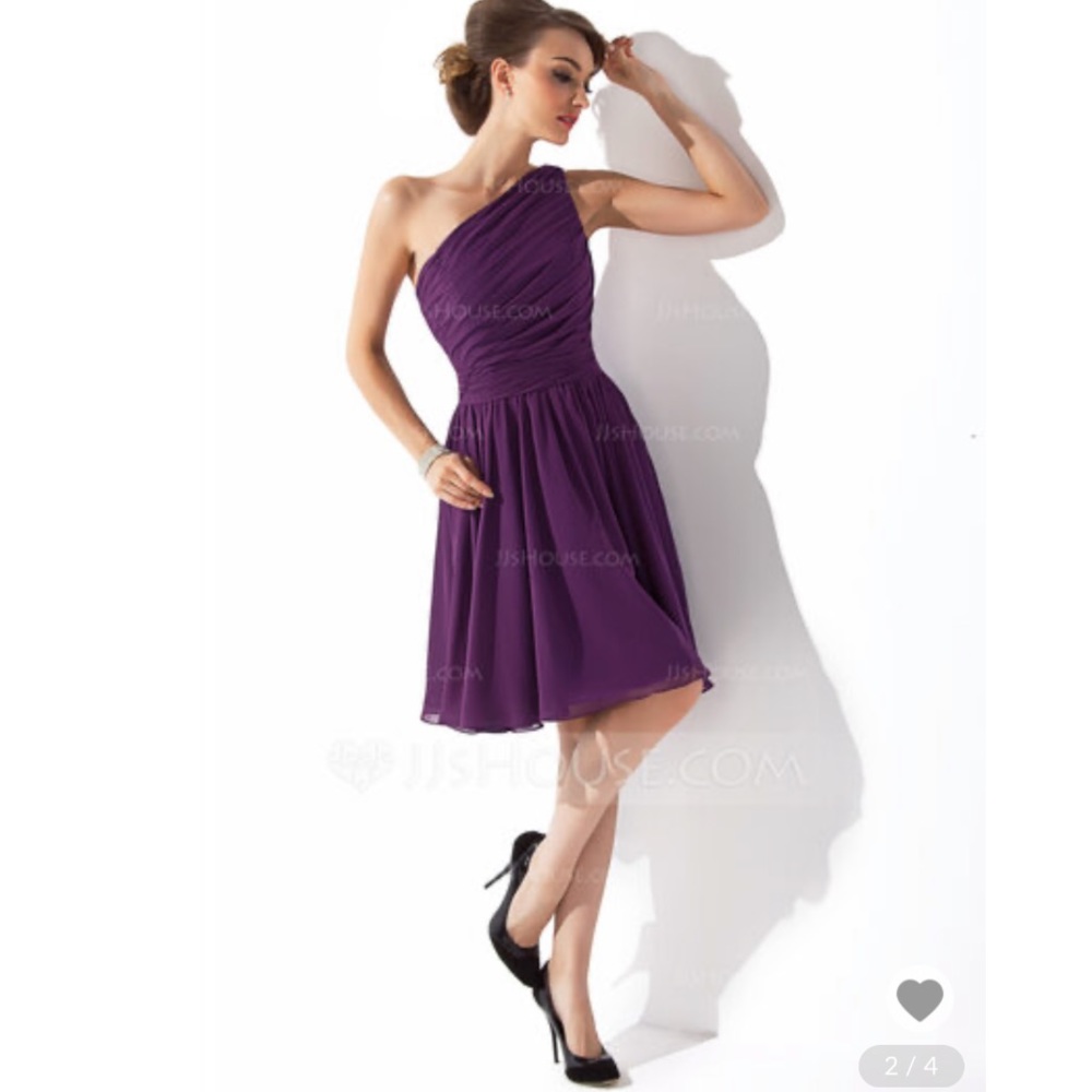 NWT Purple One Shoulder Chiffon Formal Dress
